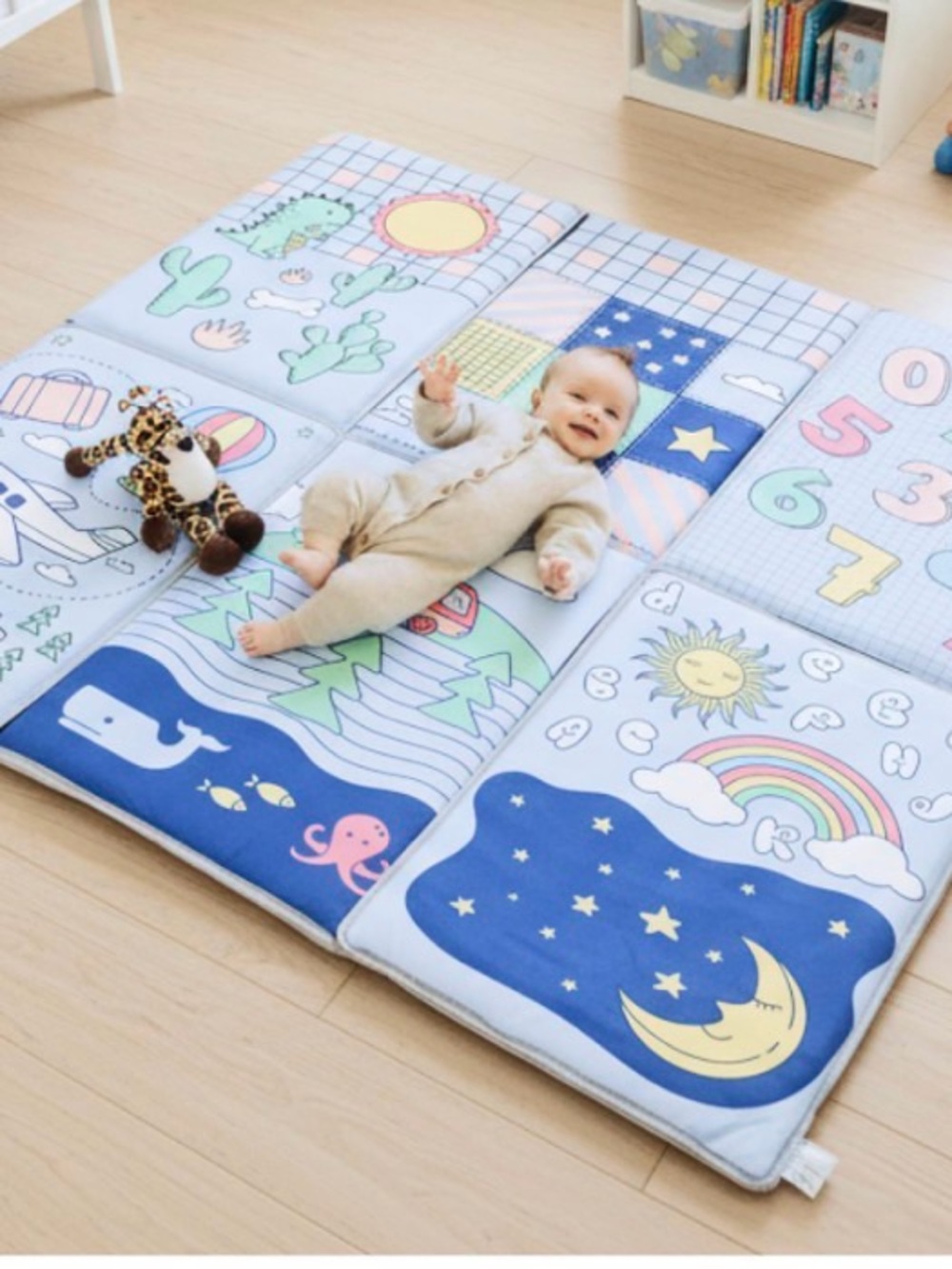Baby Play Mat - Blue Patterned Nursery Floor Mat